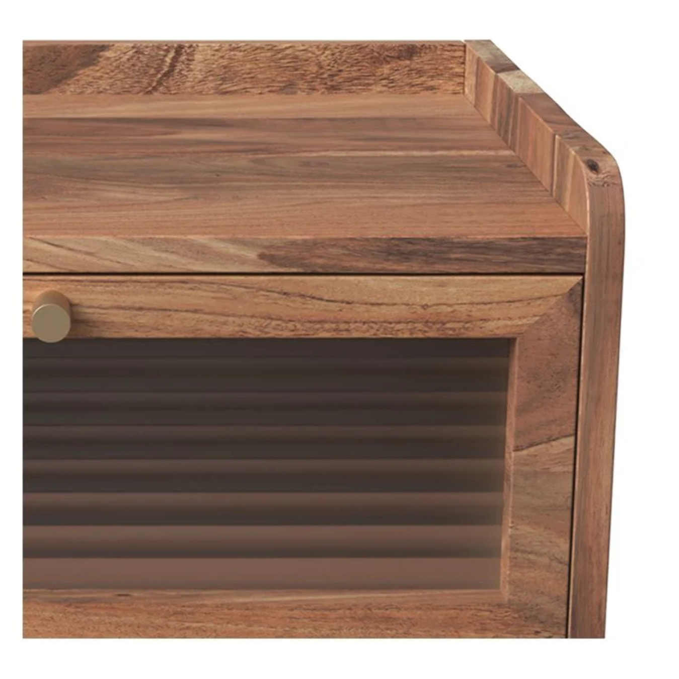 Table de chevet en bois d'acacia 2 tiroirs - Brune