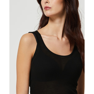 Canotta rib modal cashmere a costine