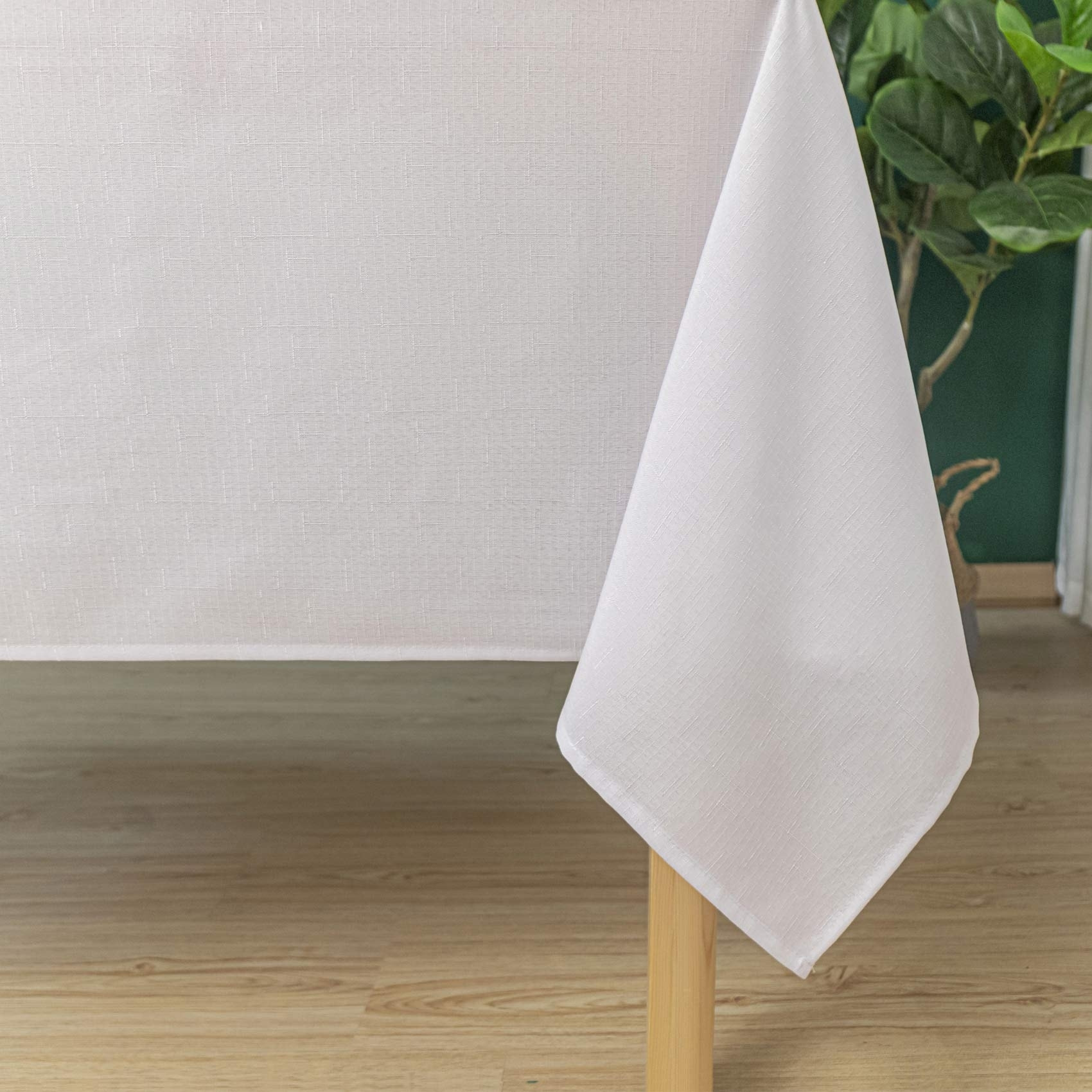 Nappe anti tâches et infroissable  -  - Effet chiné - Blanc