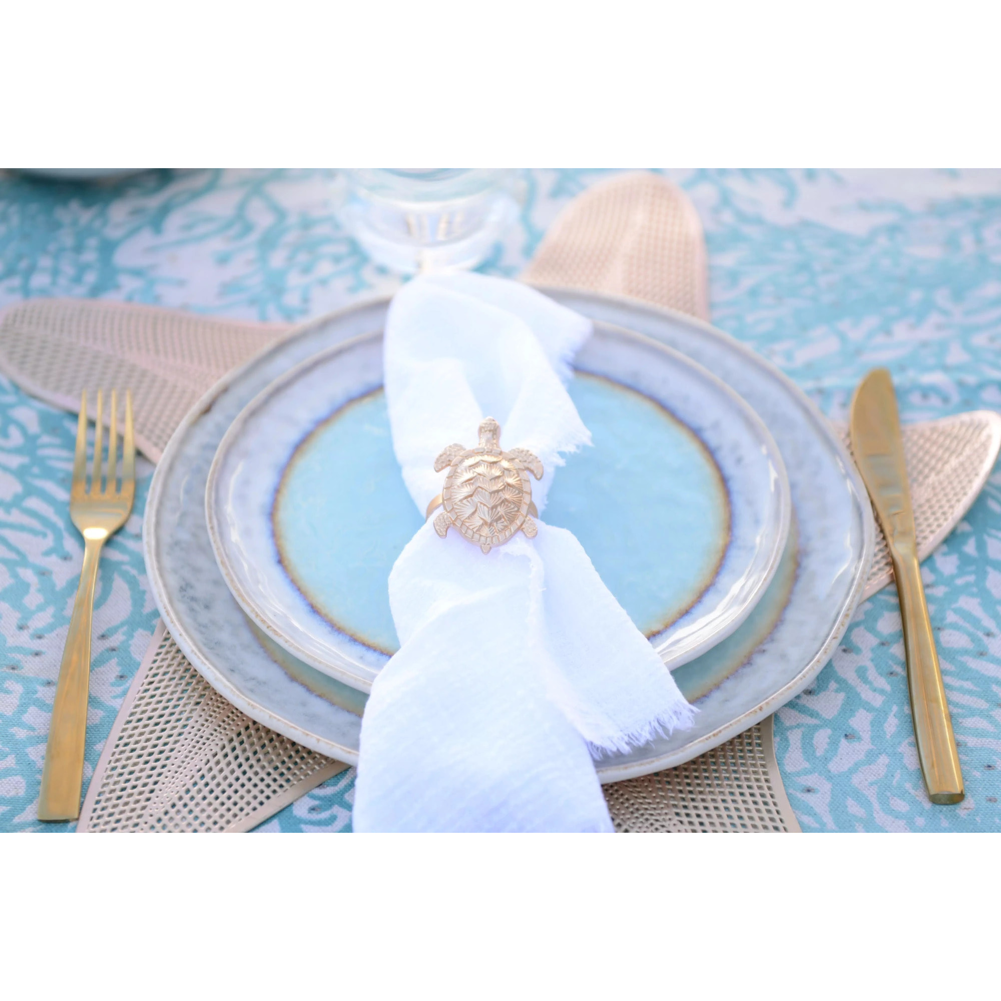 ASSIETTE PLATE TURQUOISE EN PORCELAINE 27X27X1.6CM