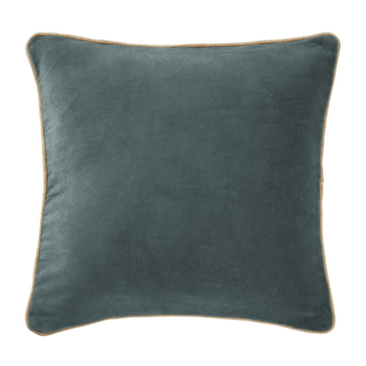 Coussin 45 x 45 cm en velours de coton et passepoil en jute - CESAR