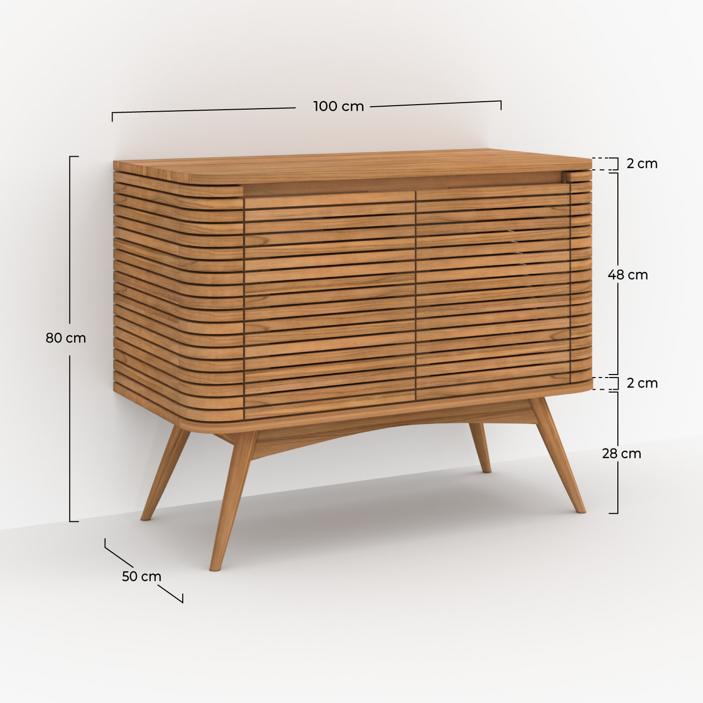 Meuble de salle de bain en bois de teck 100 cm - Auguste