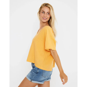 Blusa Manga Corta Lino Naranja - Casilda