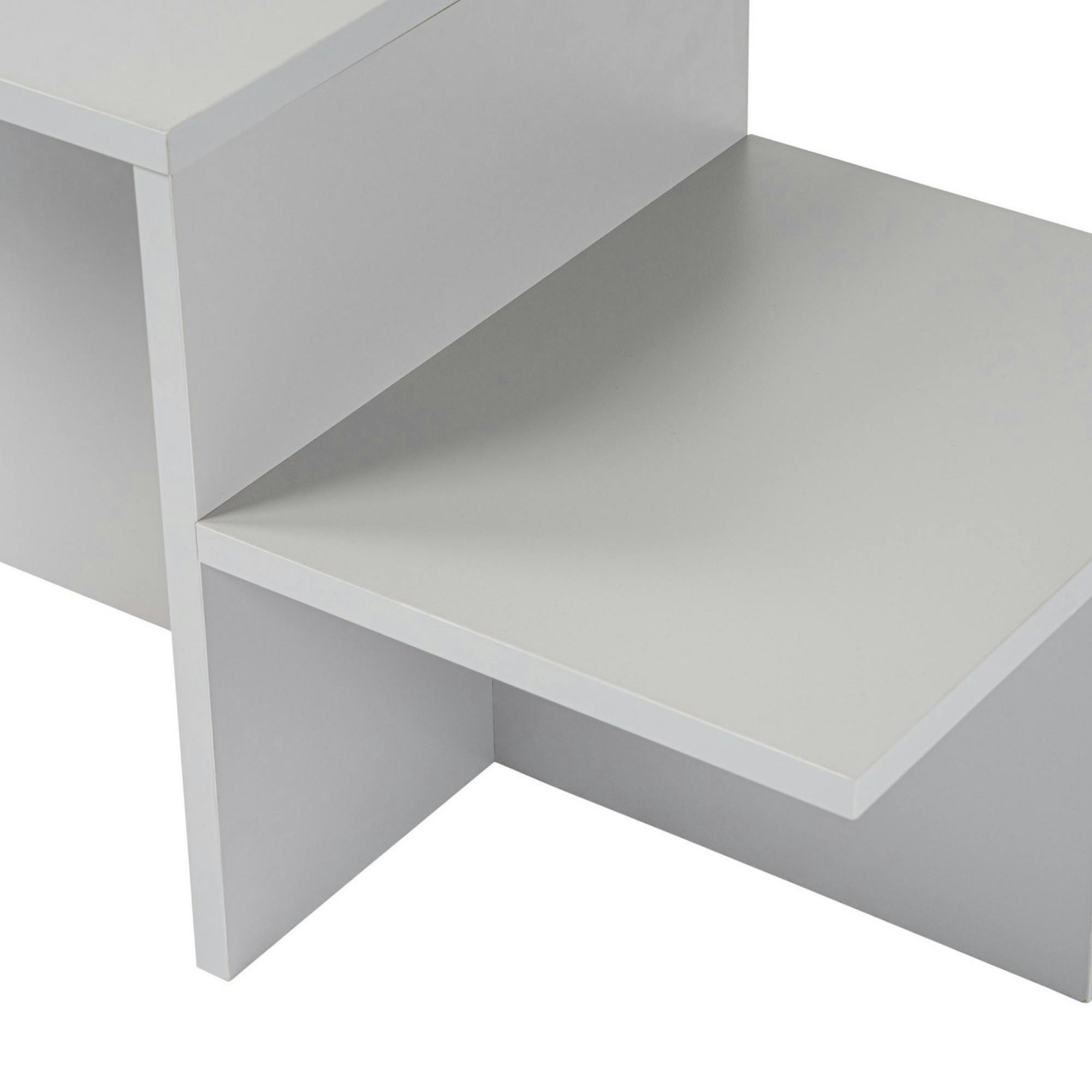 Table basse moderne grise - effet laqué, 2 niveaux MARFA