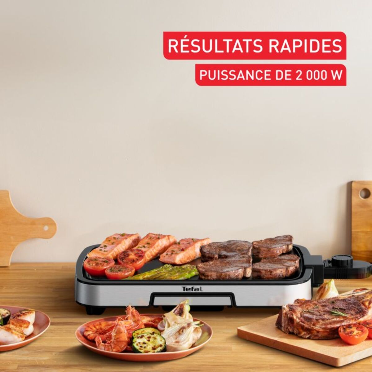 Plancha électrique TEFAL CB630D10 inox à poser, 44x23 cm