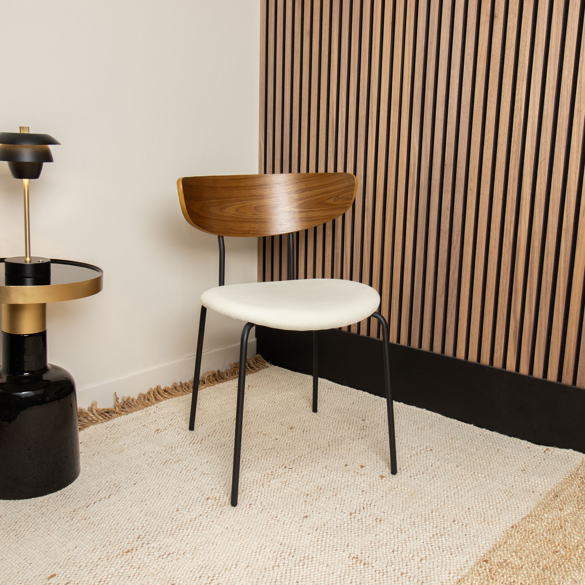 Lot de 2 chaises en bois et velours écru RIVA
