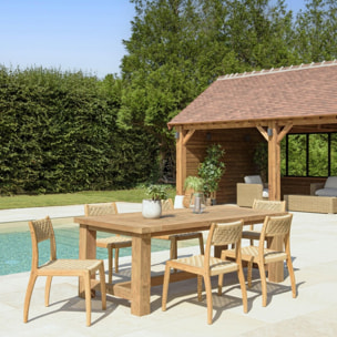 VALERIA - Ensemble de jardin avec table en bois de teck recyclé rotin 6 pers.