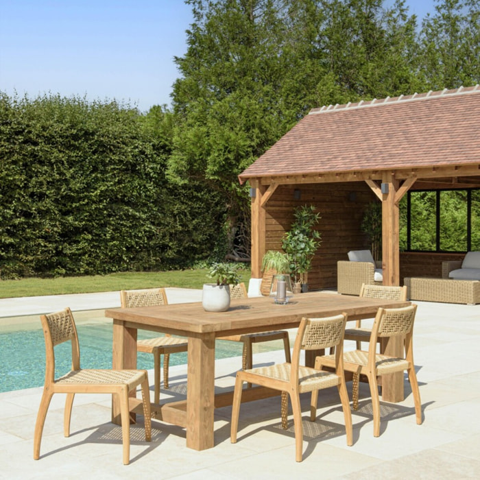 VALERIA - Ensemble de jardin avec table en bois de teck recyclé rotin 6 pers.