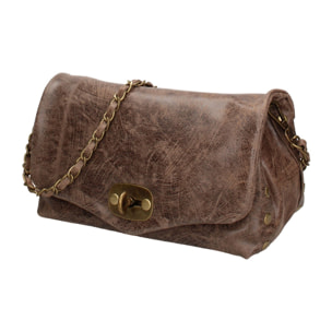 Borsa a tracolla da donna Made in Italy - Modello Floralia Lux - Pelle scamosciata - 25.0 x 15.0 x 11.0 cm