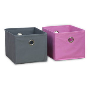 Meuble de rangement pour enfant. blanc - Camille - avec 7 compartiments et 4 paniers gris et roses