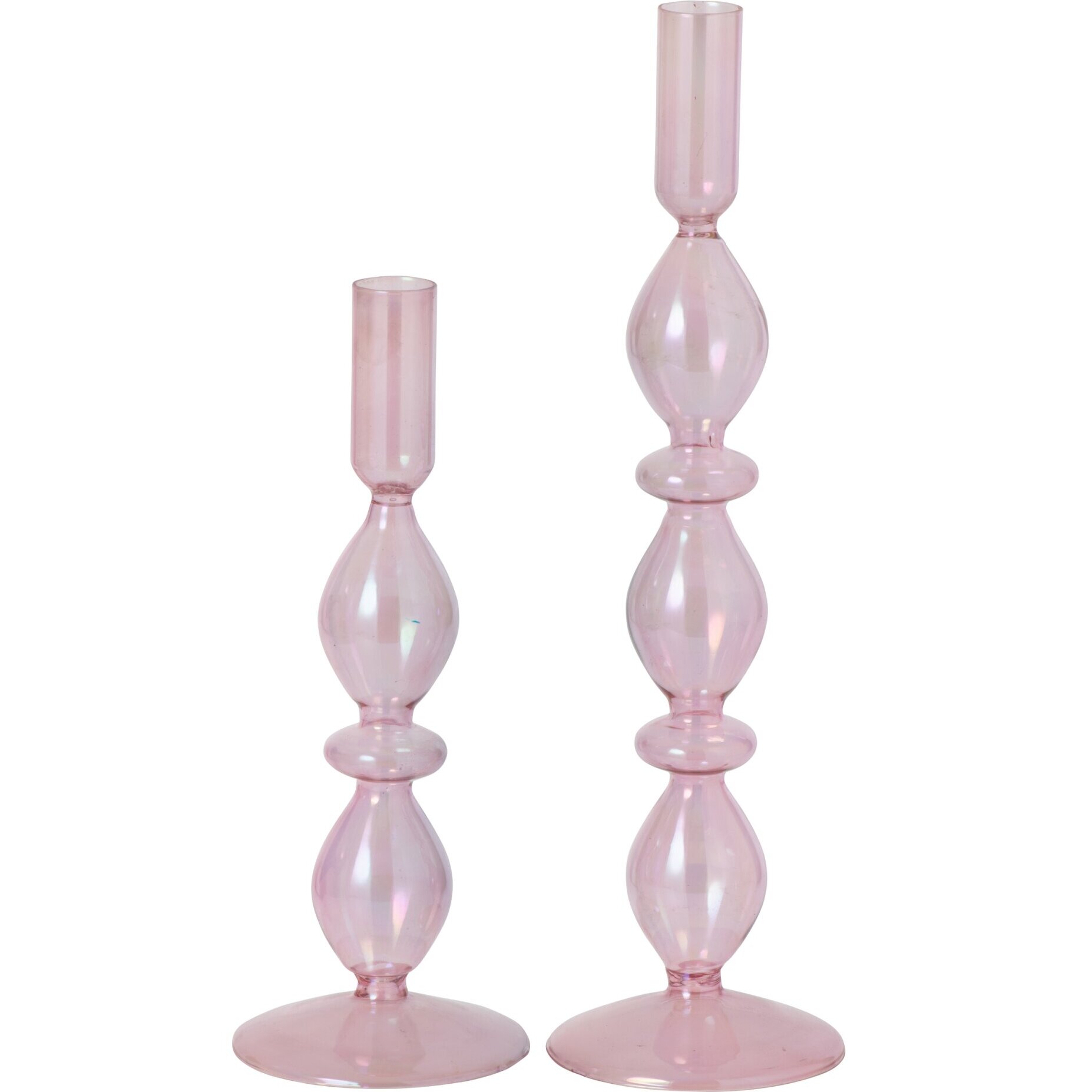 J-Line Chandelier effet perlé - verre - rose clair - set de 2