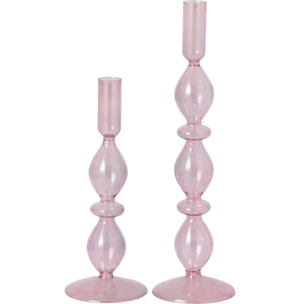 J-Line Chandelier effet perlé - verre - rose clair - set de 2