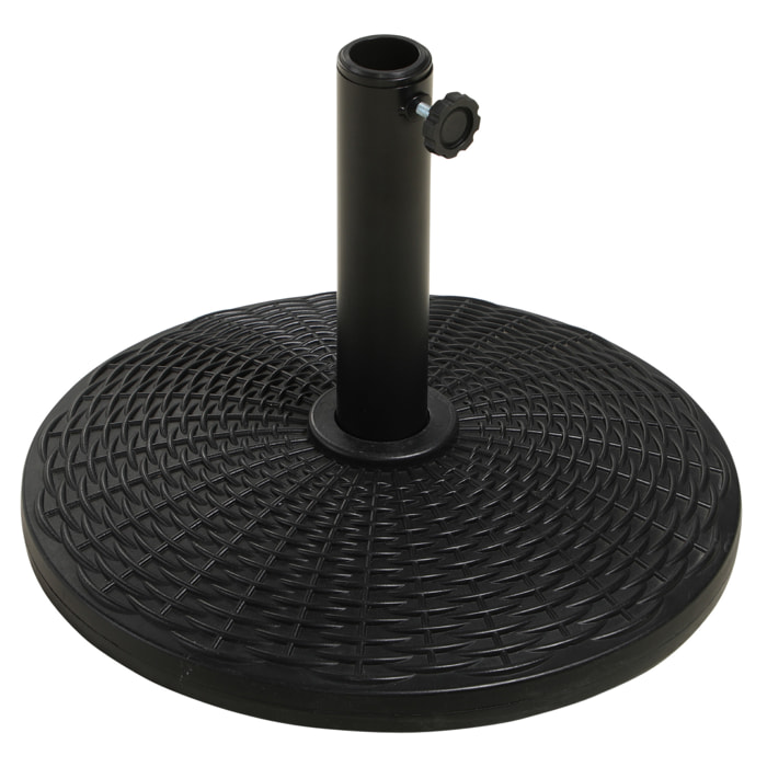 Pied de parasol rond base de lestage Ø 44 x 32 cm résine imitation rotin poids net 11 Kg noir