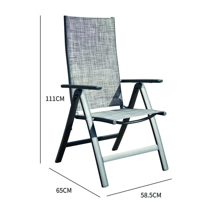 Lot de 2 fauteuils aluminium et textilène JAZZI