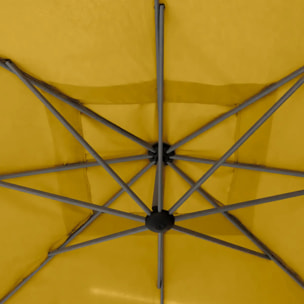 Parasol déporté carré "Manoa" jaune moutarde D2,5x2,5m en acier