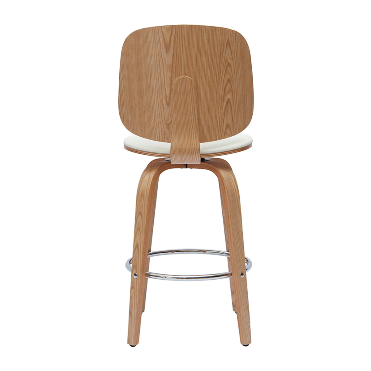 Tabourets de bar design pivotants blancs et bois clair H66 cm (lot de 2) BECK
