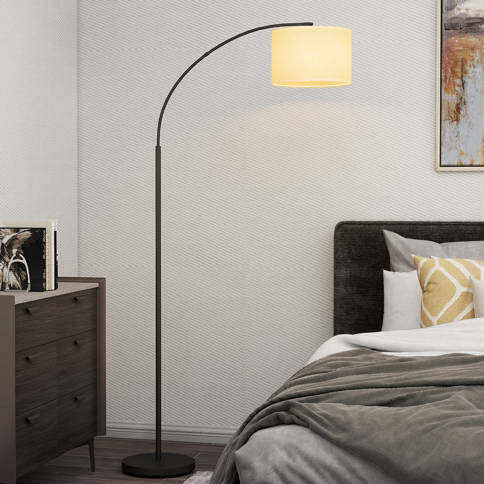 Lampadaire LED dimmable H.180 cm avec télécommande abat-jour réglable 11 température couleurs et niveaux de luminosité noir
