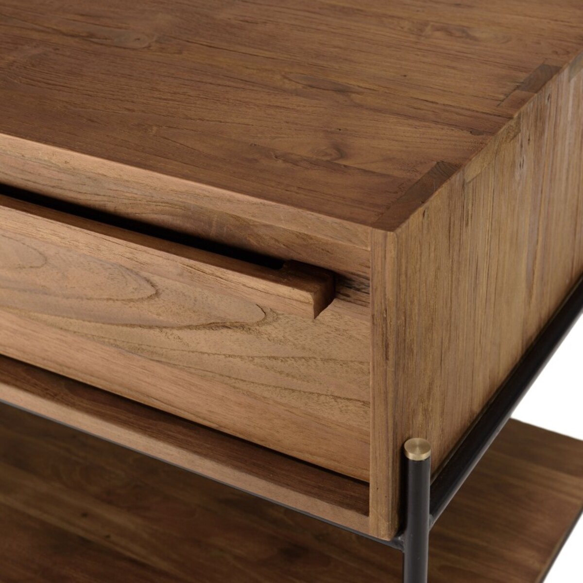 SIXTINE - Table de chevet 1 niche bois de teck recyclé
