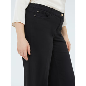 Fiorella Rubino - Pantaloni Wide Leg in cotone - Nero