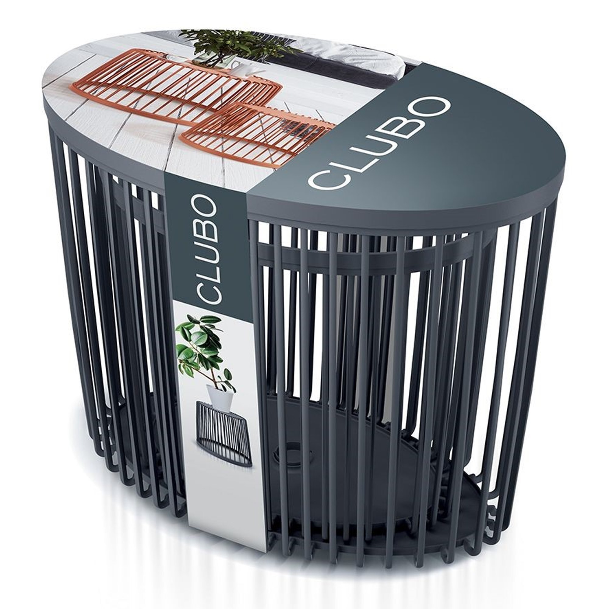 Set de 2 cestas de jardín soporte - mesa auxiliar decorativa clubo , dimensiones (mm) 568x348x450, color antracita