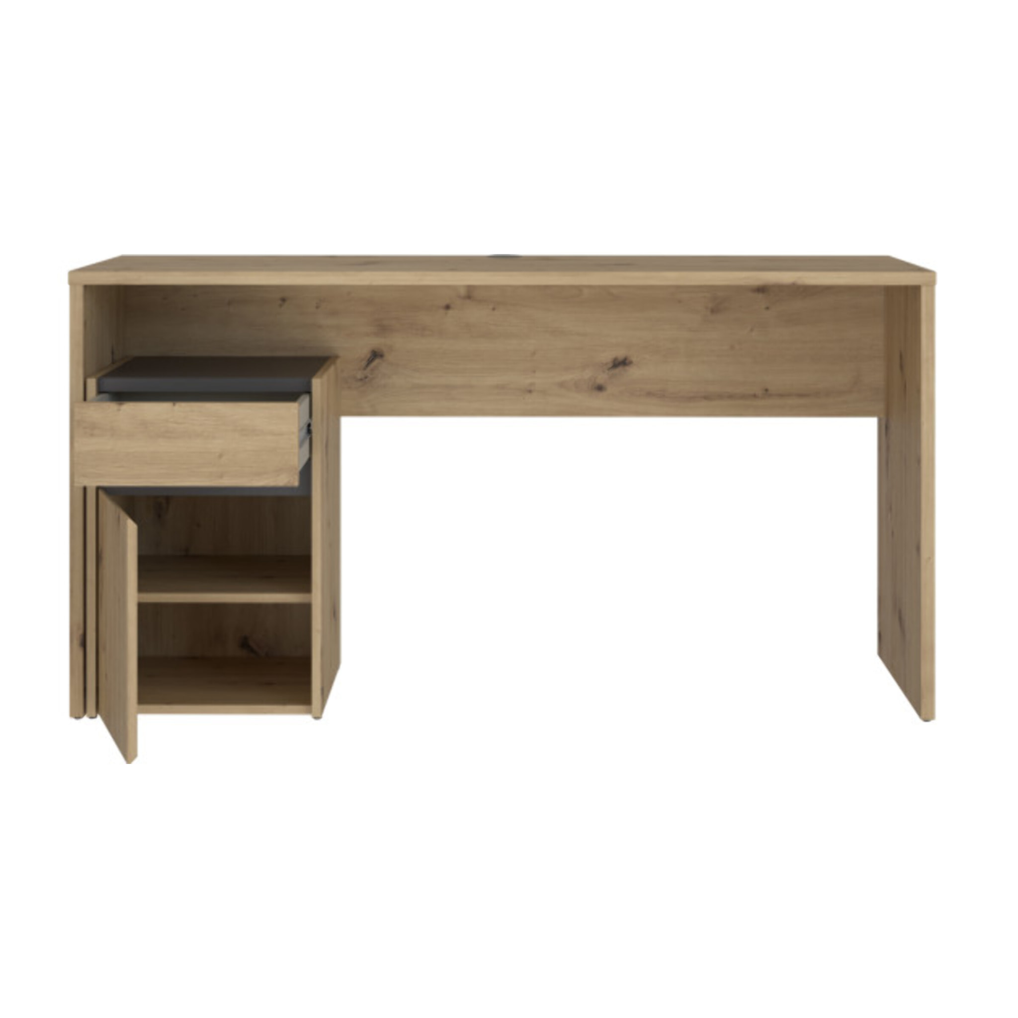 Bureau avec caisson amovible effet bois et gris foncé - L140 CM - KIARA