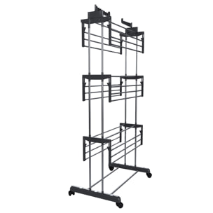Stendibiancheria A Rotelle Stendino A Torre Verticale In Acciaio E ABS 4 Piani Pieghevole Salvaspazio Con Ali Richiudibile Biancheria Interno Nero