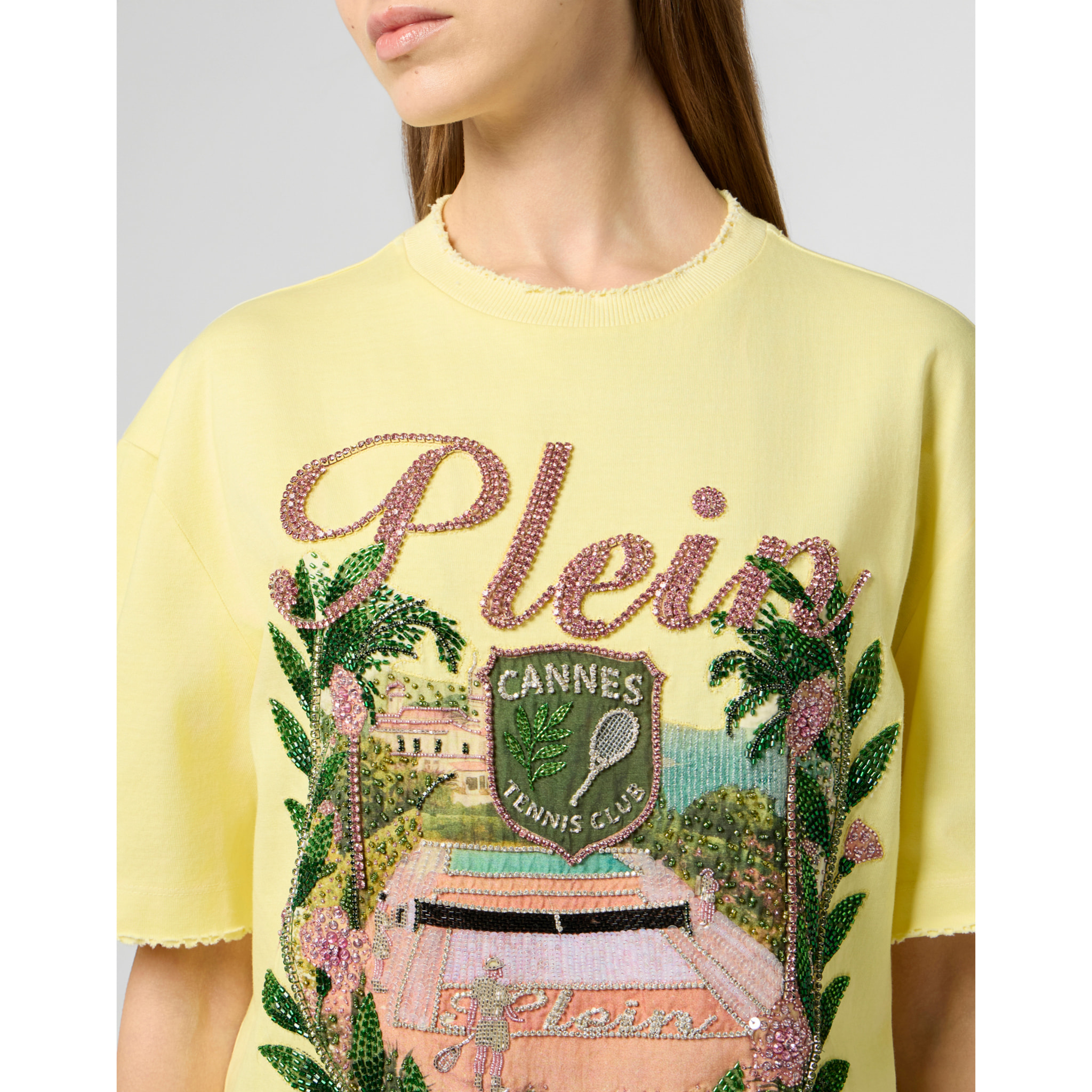 PHILIPP PLEIN Washed Man Fit T-Shirt Cannes Tennis Club