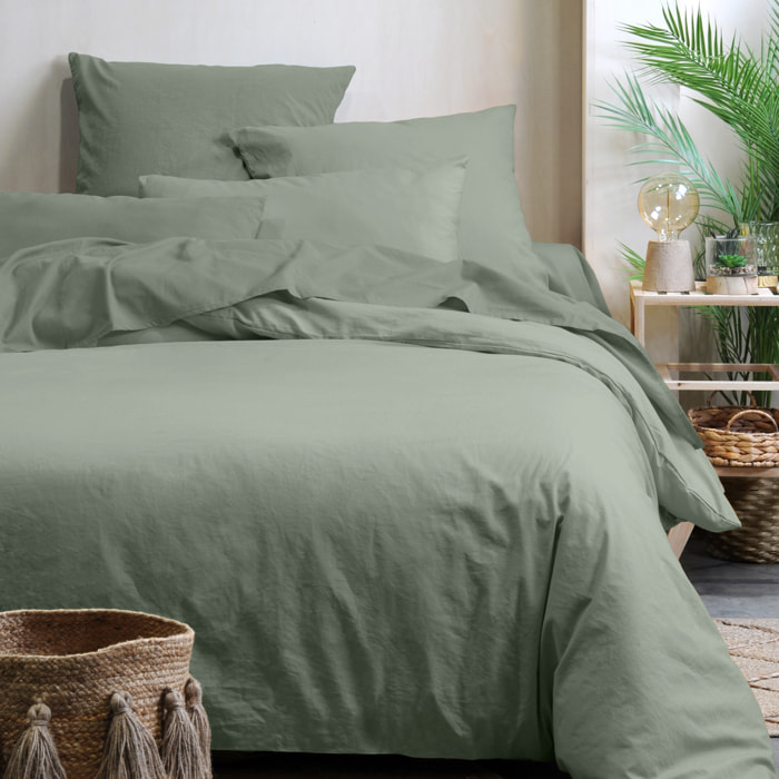Housse de couette unie en coton bio - Vert Olive