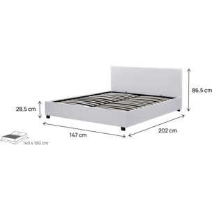 Lit double avec coffre "Carla" - 140 x 190 cm - Blanc