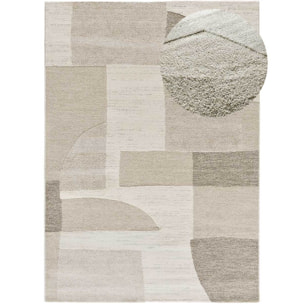 VERONA Alfombra geomÃ©trica con relieve en color crema, varias medidas disponibles.