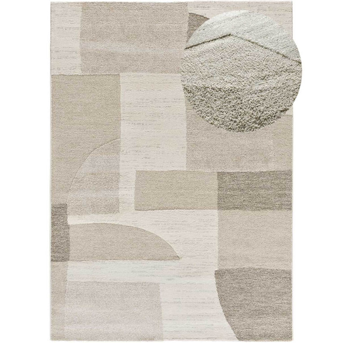 VERONA Alfombra geomÃ©trica con relieve en color crema, varias medidas disponibles.
