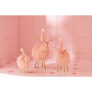 J-Line figurine Renne - polyrésine - rose - large