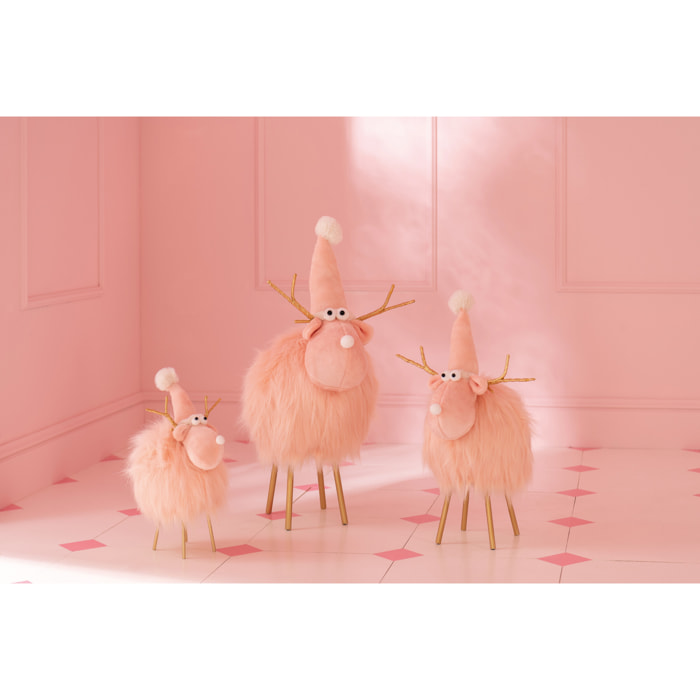 J-Line figurine Renne - polyrésine - rose - large