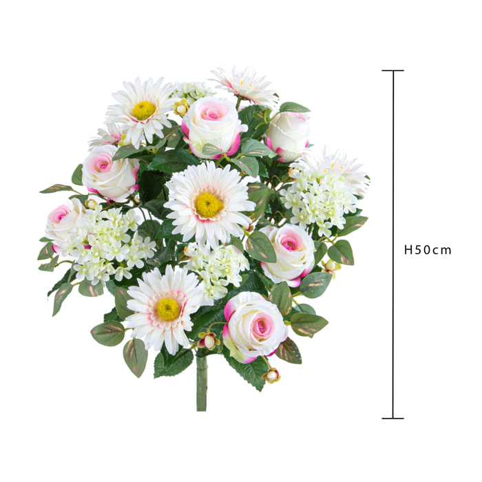 Bouquet Rose/Gerbera Per 16 Fiori - Pezzi 2 - 18X50X16cm - Colore: rosa - Bianchi Dino - Fiori Artificiali