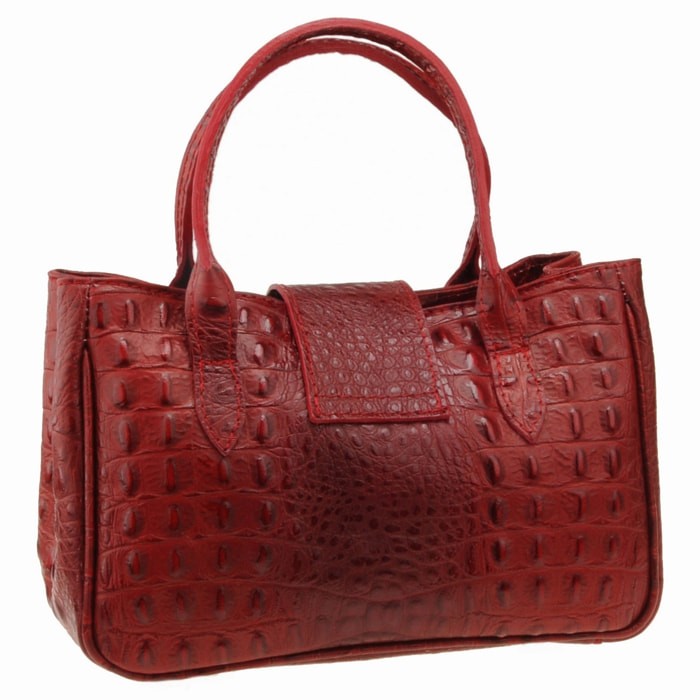 Borse Donna colore Rosso-in pelle Made in Italy 17x26x12 cmcm