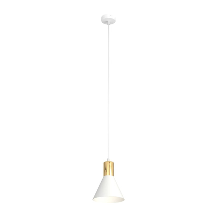 Lampada a sospensione Rosa in acciaio bianco e oro