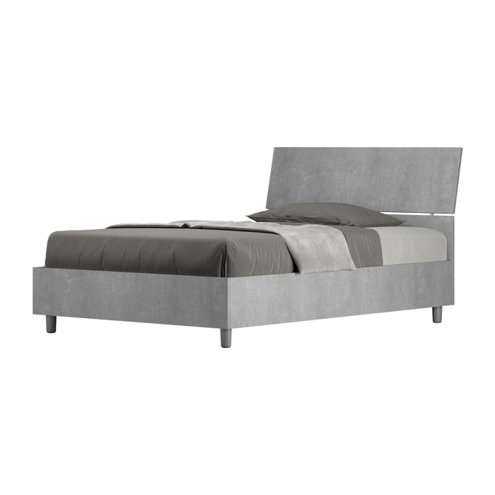 Letto una piazza e mezza contenitore 120x200 testata inclinata cemento Demas