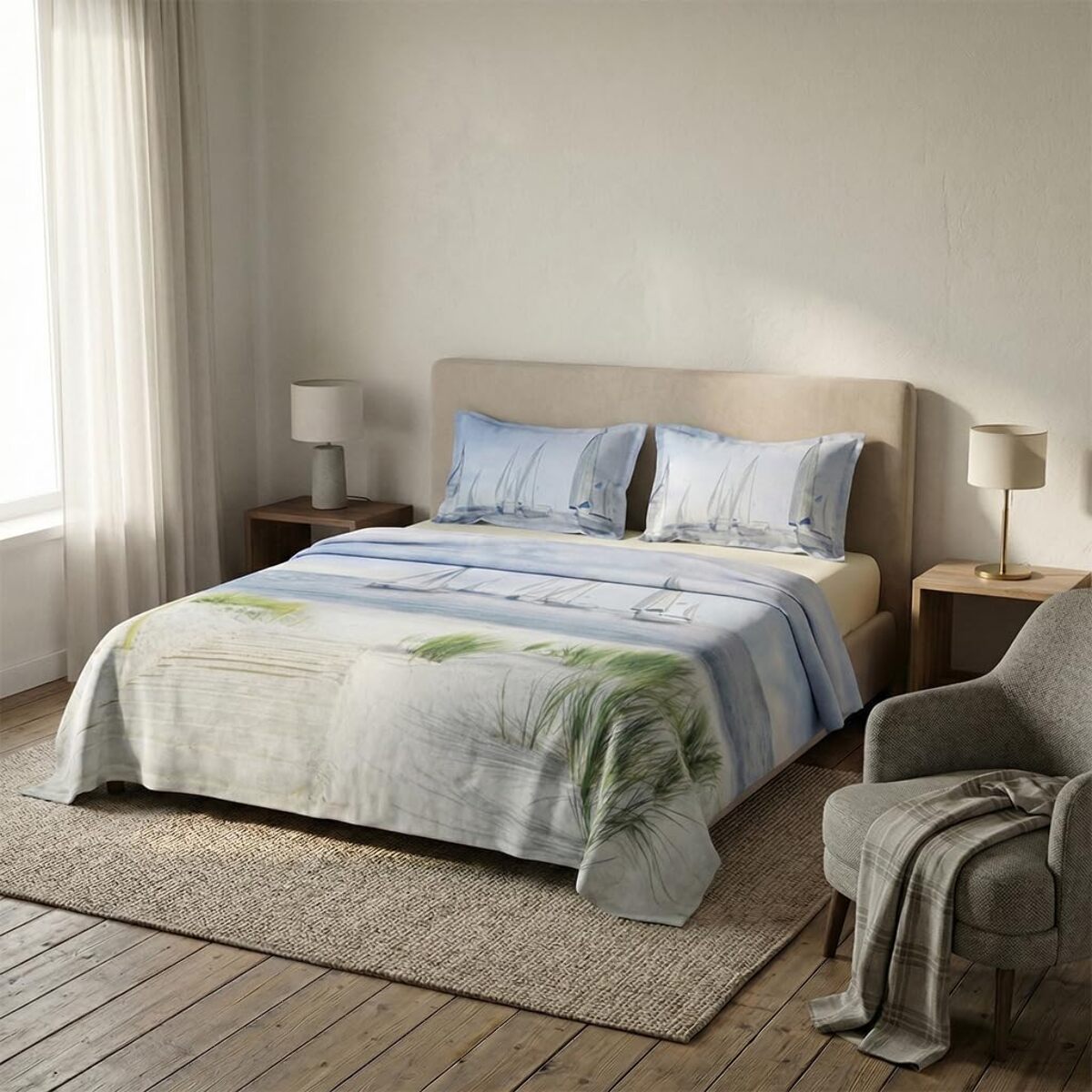 Set completo letto matrimoniale 100% cotone, 180x200 cm, con Stampa Digitale di Alta Qualità, Intrecci