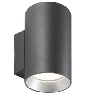 Show - Applique Cilindrico Da Parete A Led 20W A Luce Singola Calda Colore Grigio