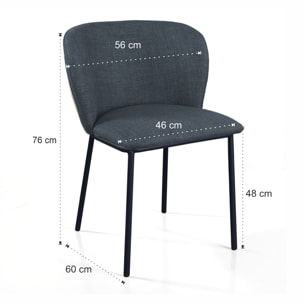 Lot de 4 chaises de salle à manger Tomasucci NENE', en tissu, gris, 60 × 56 × 76 cm