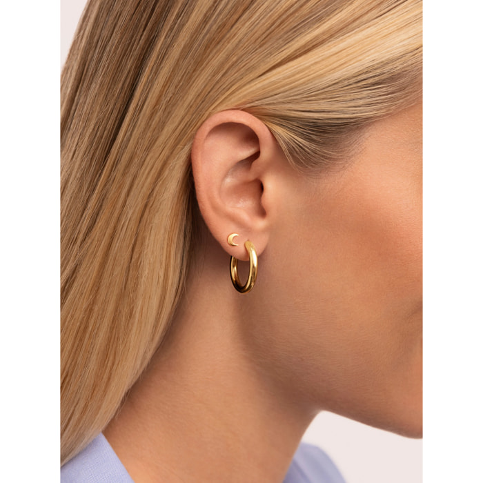 Pendiente Suelto Moon Plata Baño Oro