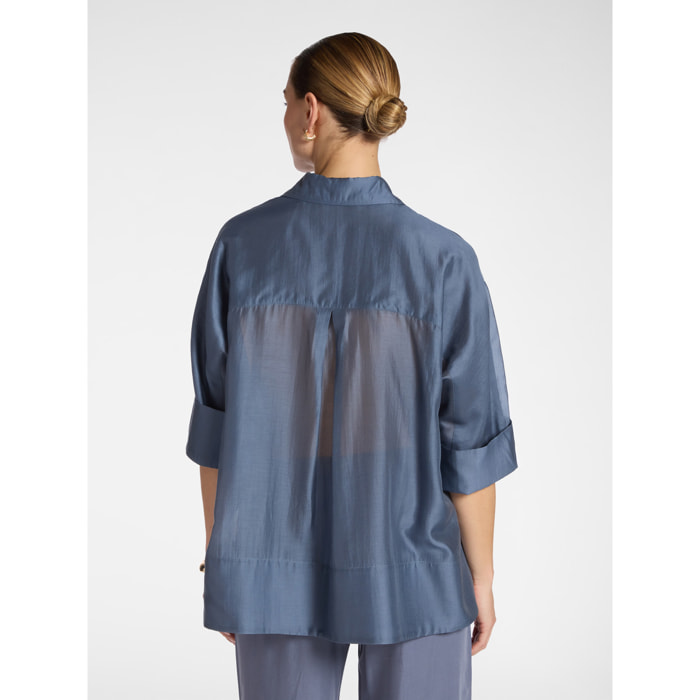 Elena Mirò - Camisa de organza - Azul