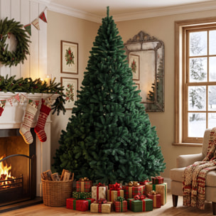 Árbol de Navidad Artificial de 270 cm, Árbol de Navidad de Abeto con Ramas Articuladas, 2418 Puntas de PVC Ignífugo, Montaje Rápido, Soporte de Acero Plegable, Verde