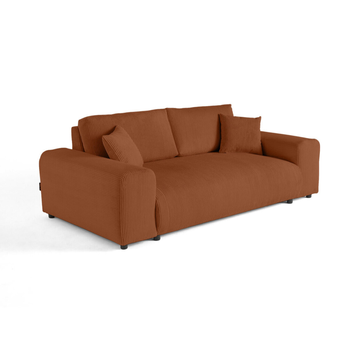 Garance - canapé droit 3 places - en velours côtelé - Terracotta