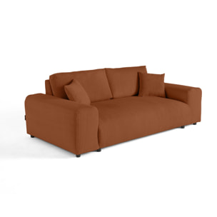 Garance - canapé droit 3 places - en velours côtelé - Terracotta