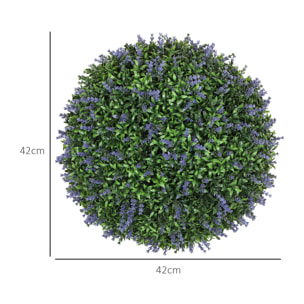 Lot de 2 buis artificiels topiaires boules Ø42cm avec fleurs de lavande