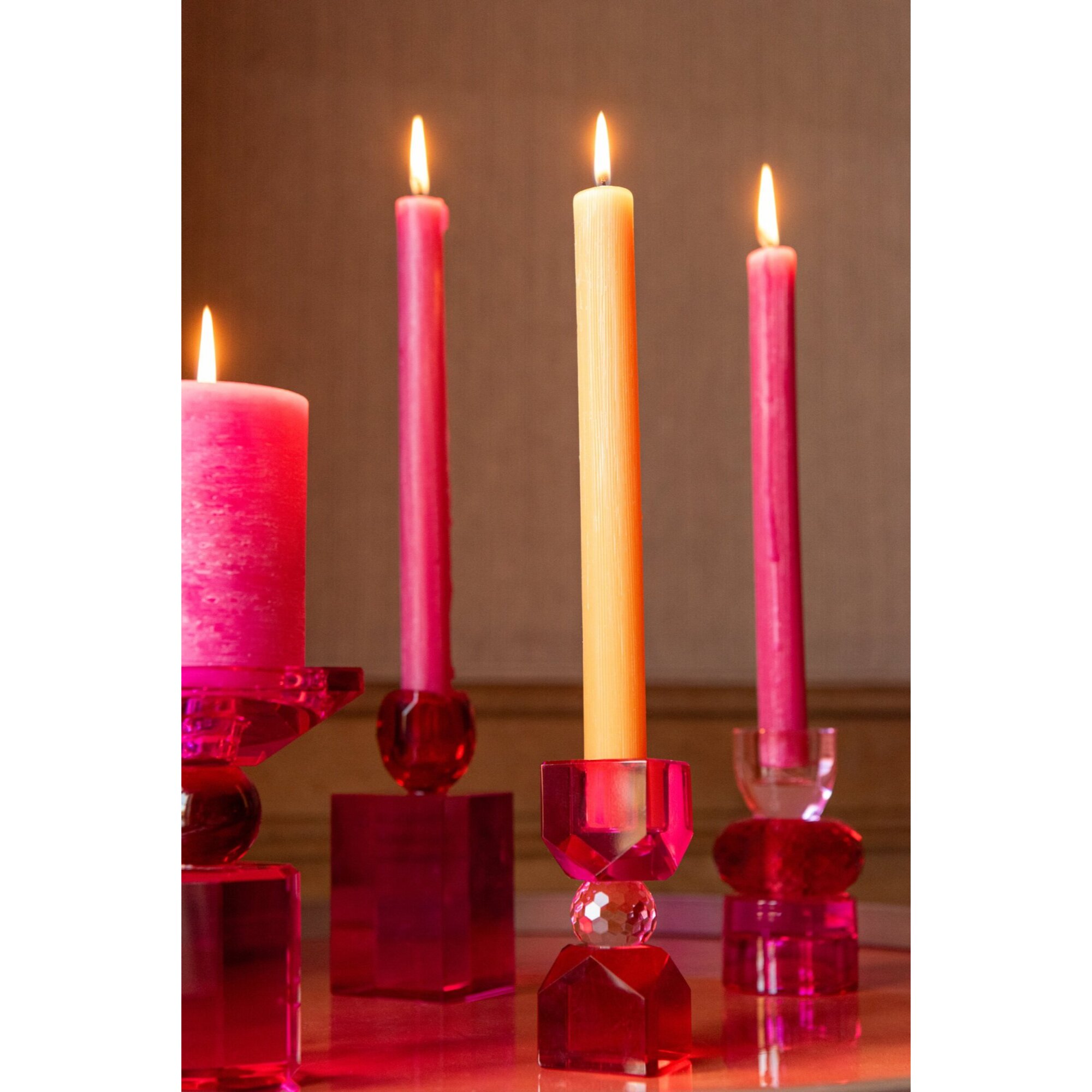 J-Line bougeoir - verre - rouge Noël/fuchsia - extra small