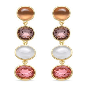Pendientes de Cuarzo Hidrotermal Multicolor acabado en oro amarillo 18k