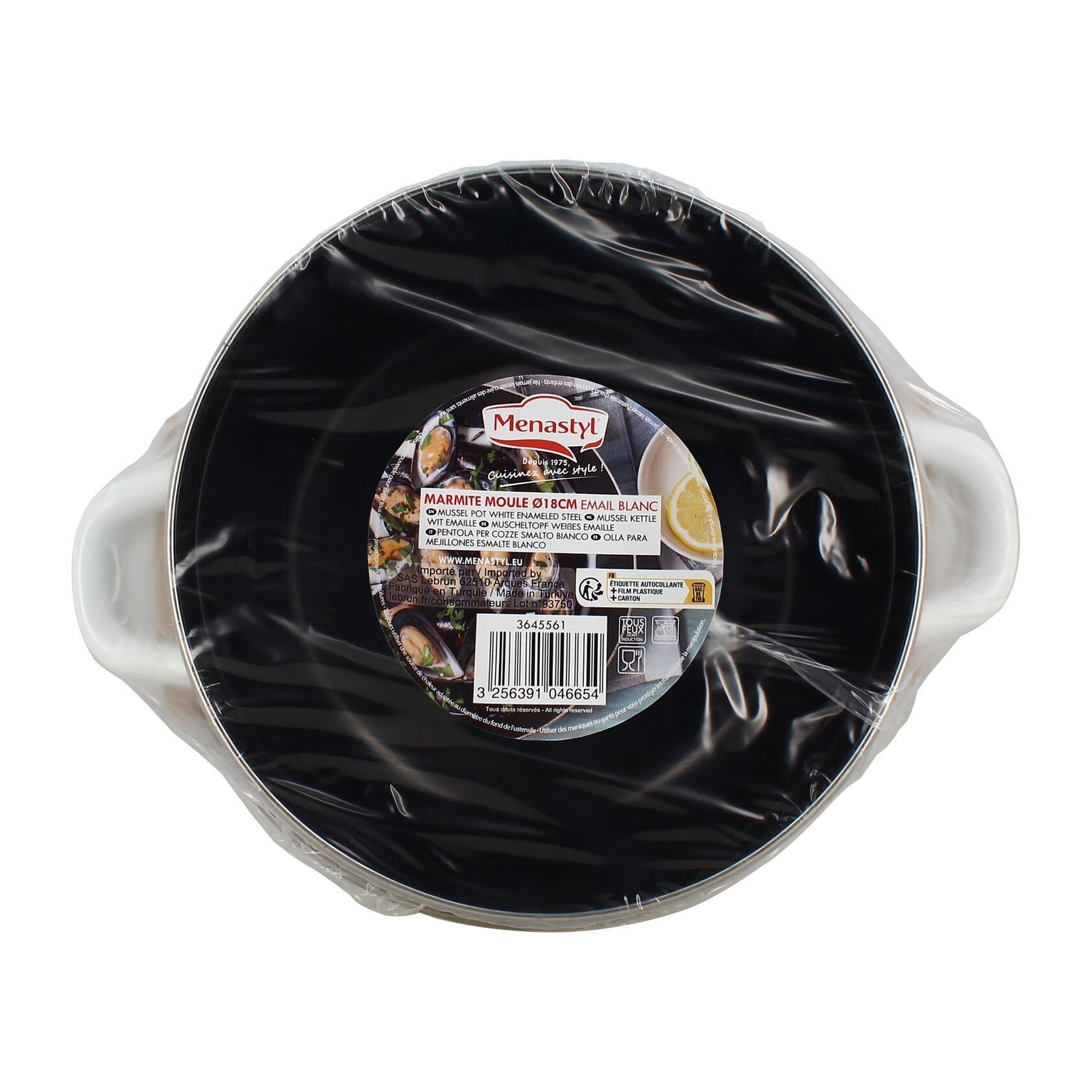 Marmite à moules 18cm en acier émaillé blanc