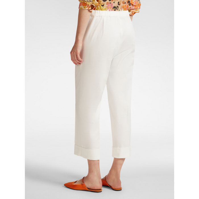Elena Mirò - Pantalón cropped con puños - Blanco